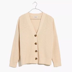 Madewell Cream Button-Front V-Neck Cardigan